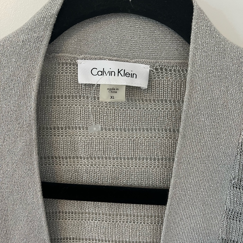 NWT Calvin Klein Metallic Open Front Shrug Cardigan - Picture 4 of 6